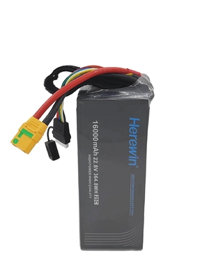 Εδώ είναι 6S1P 25C Lipo Drone μπαταρία 16000mAh 22.8V 2C 1.96KG