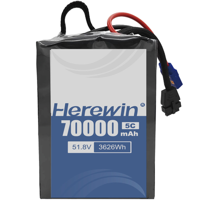 Εδώ είναι ημι-σκληρή μπαταρία 14S2P 51.8V 70000mAh με λιθιοϊόνιο λιθίου και χημεία LiFePO4